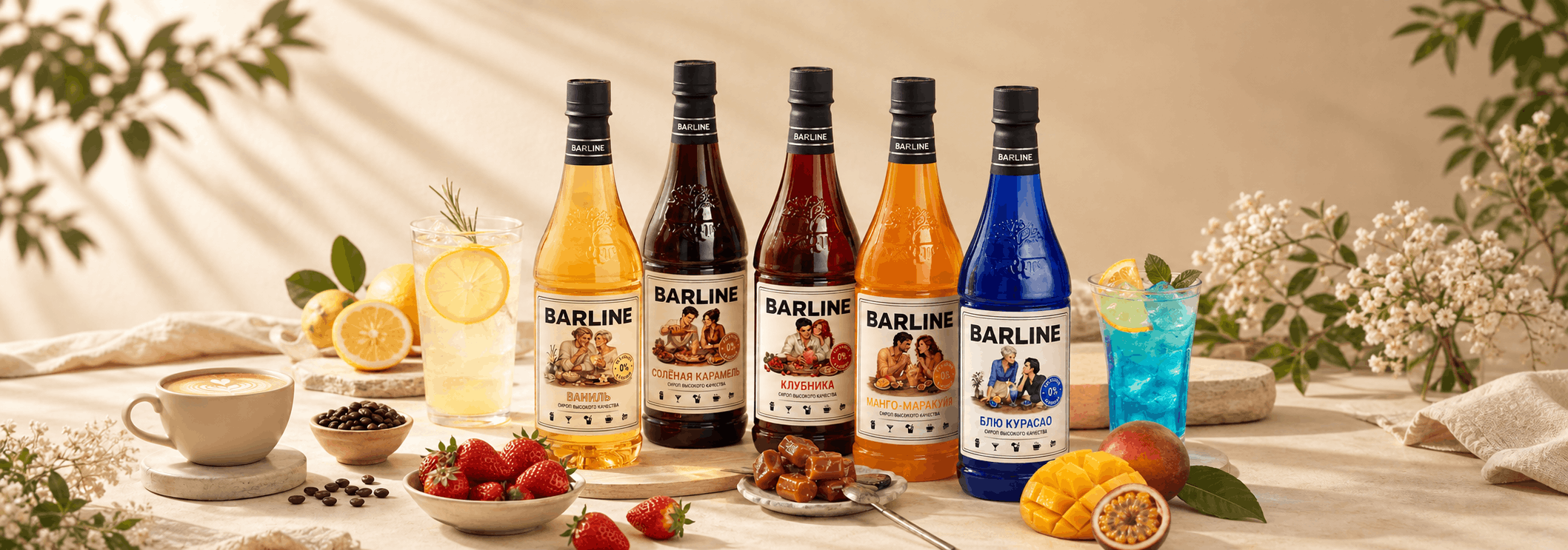 Сиропы BARLINE без сахара для кофе лимонадов и десертов