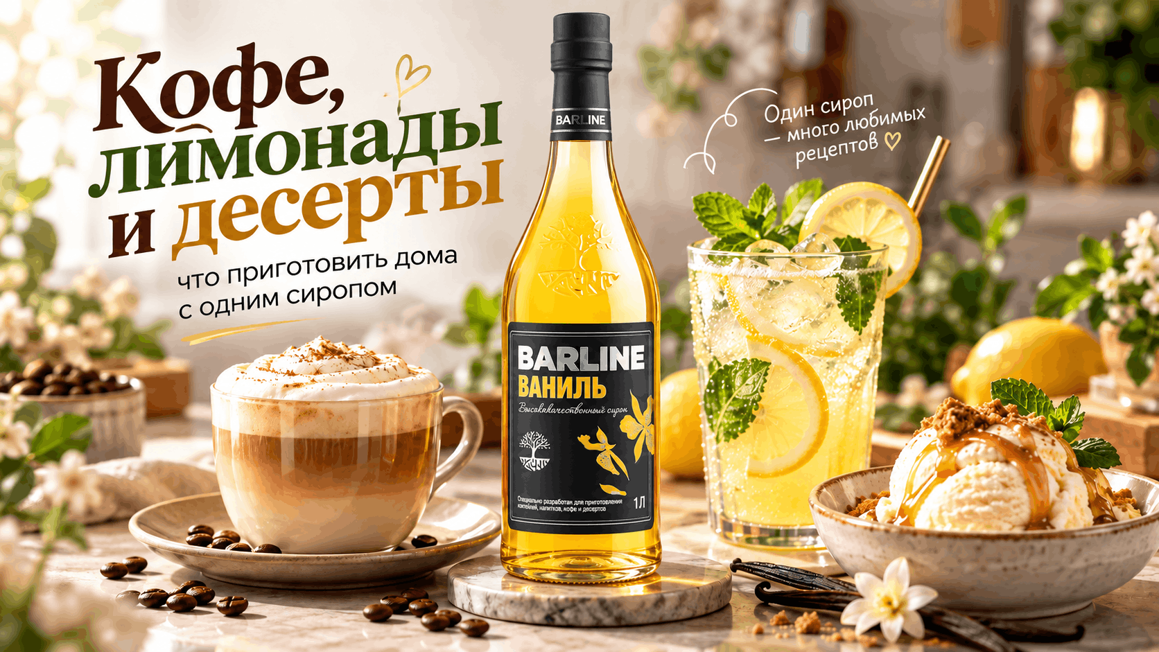 Кофе, лимонады и десерты: что приготовить дома с одним сиропом