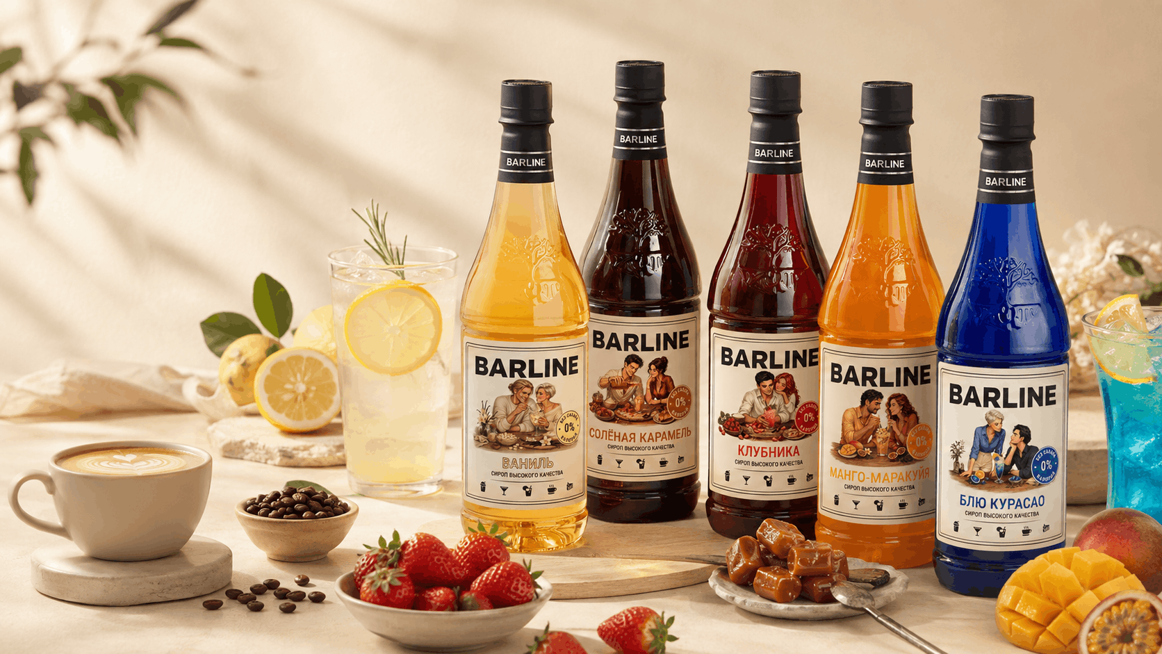 Сиропы BARLINE без сахара для кофе лимонадов и десертов