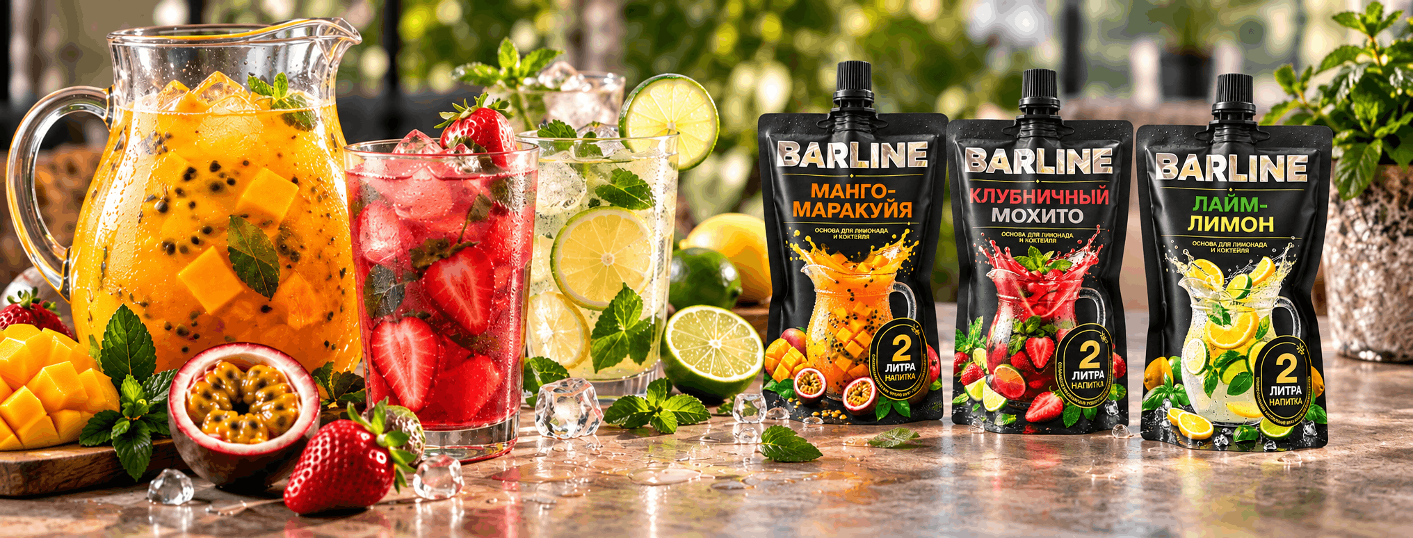 Новый формат BARLINE: основы для лимонадов и коктейлей в дой-паках